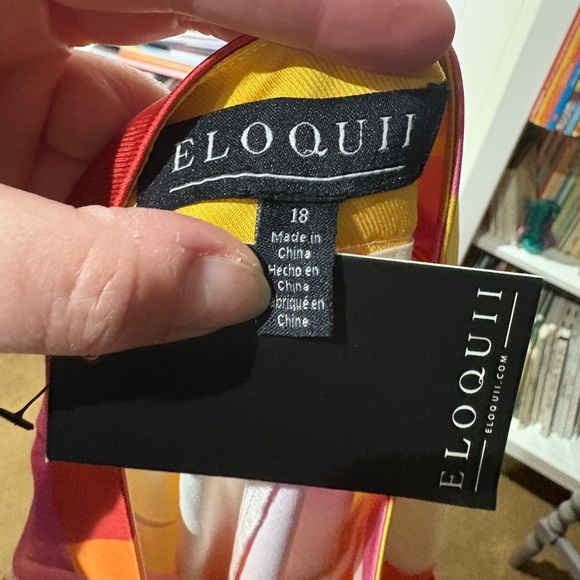 NWT Eloquii bold wide leg pants satin 18 red yellow orange pink - Picture 2 of 4